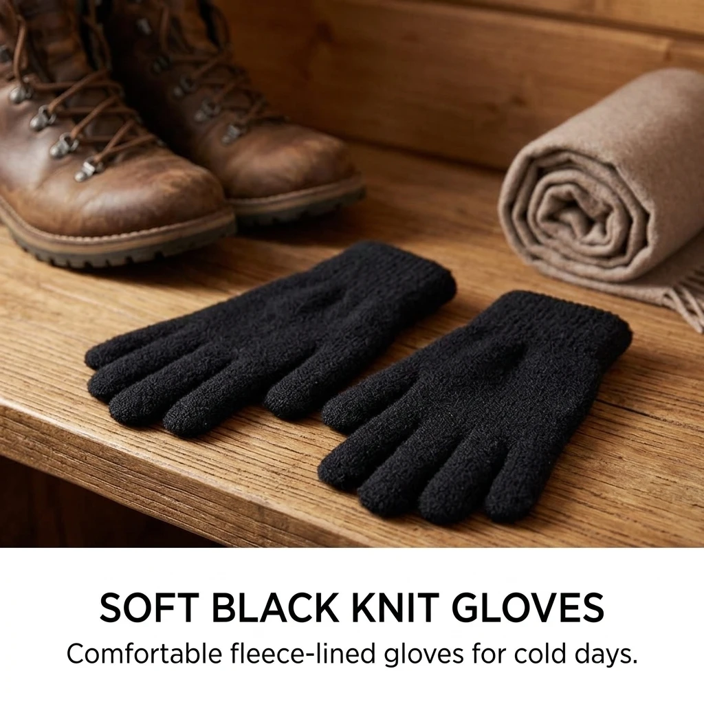 Winter Thermal Gloves 1 Pair, Polyester Fleece Touchscreen Gloves with Windproof Waterproof-Shell, Anti Slip Rubber Palm,