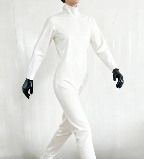 

100%Gummi Latex Rubber Jumpsuit Kostüm Anzug Suit Tight Cosplay Catsuit Bodysuit black glove