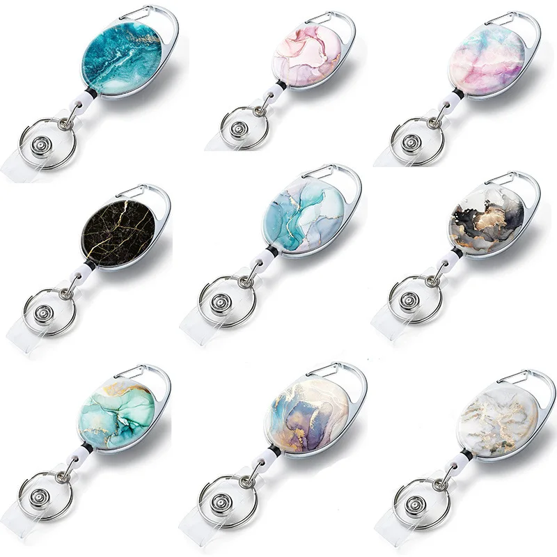 1pc Retractable Badges Holder Nylons Cord Keyrings Quality Retractable Keychains Name Tag Holder Keyring ID Card Key Ring