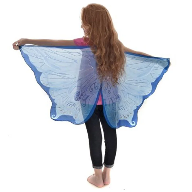 Costume d\'Halloween en Mousseline de Soie pour Fille, Ailes de Papillon Dégradées, Bleu, Rose, Violet