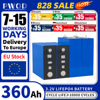 3.2V PWOD Lifepo4 Battery 360AH Grade A DIY 12V 24V 48V Lithium iron phosphate Cell For Camping EV RV Boat Golf Cart EU Stock