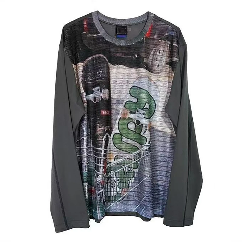 

Осенние сетчатые топы Y2k, винтажная футболка с принтом в стиле гранж, готическая графическая шикарная футболка с принтом тай-дай, корейская мода, уличная одежда в стиле Харадзюку, 90-е годы