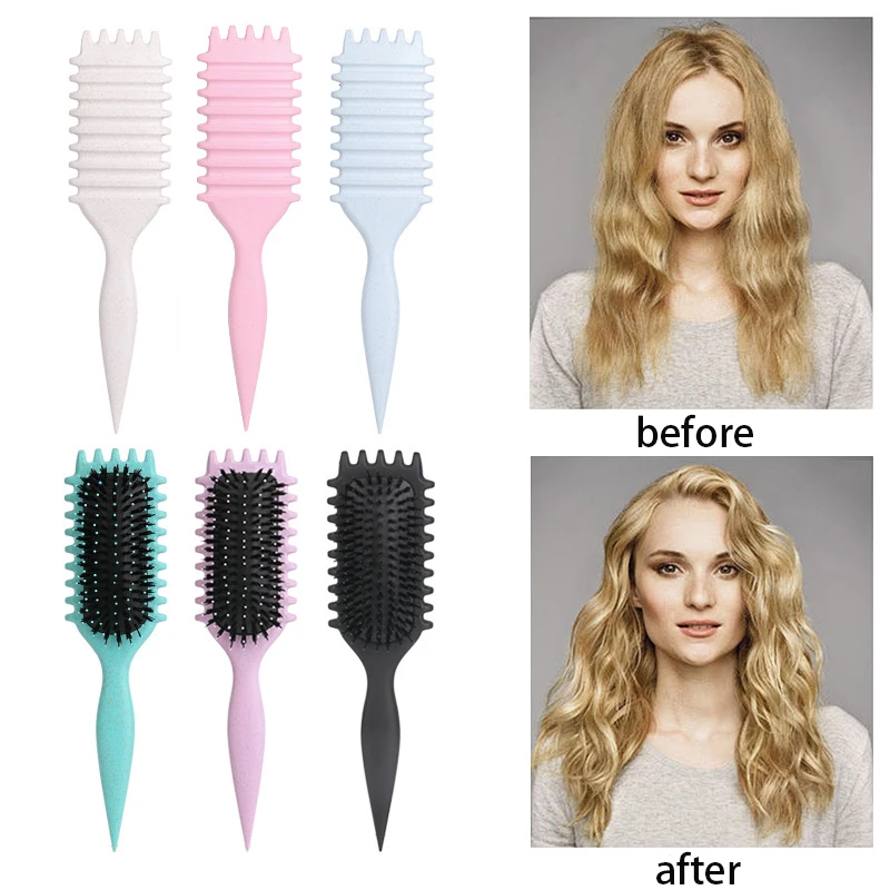 New style sells comb curl brush Eco-friendly mustard wheat pole pig bristle air bag hair comb Large wave hair comb