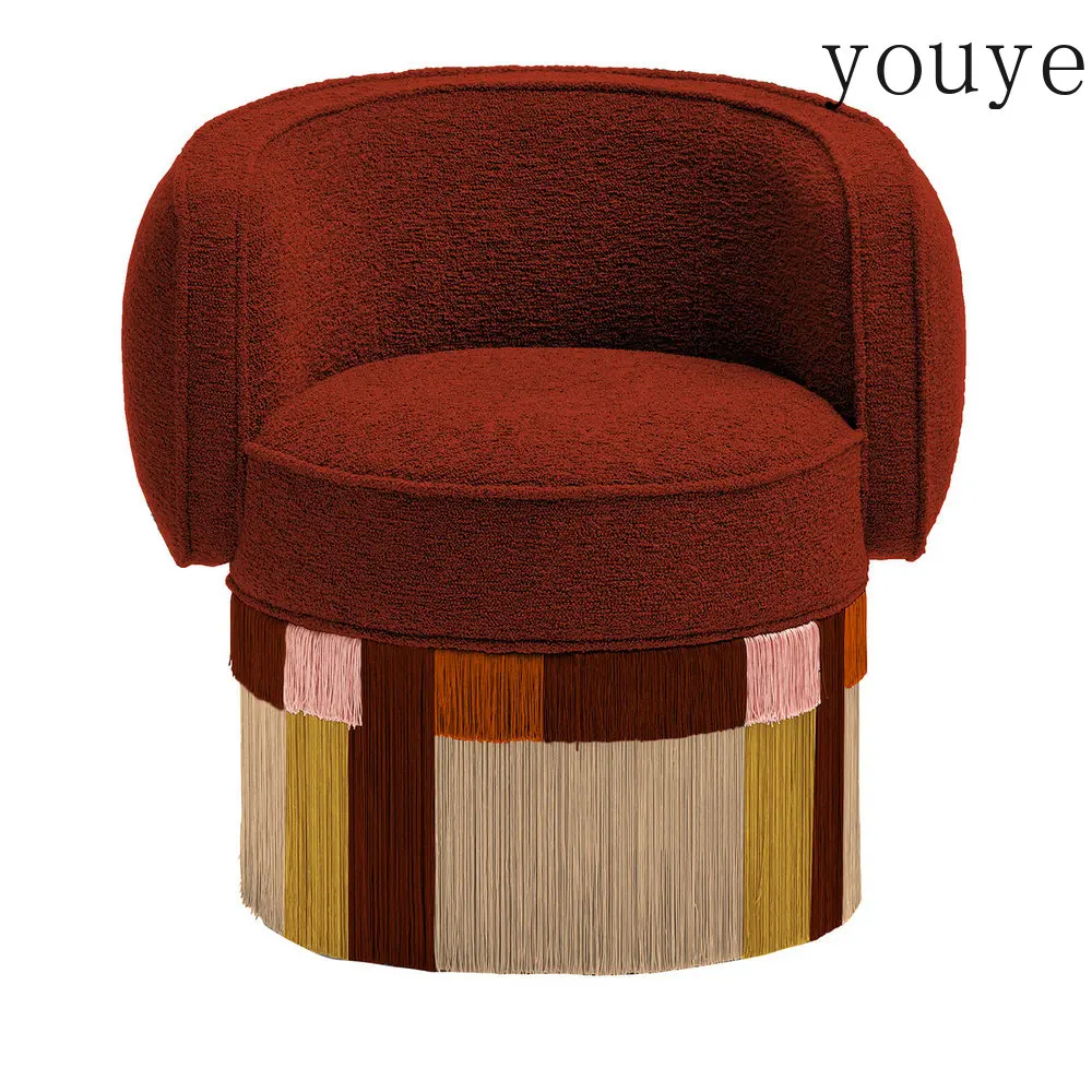 ii Luxury Italian Designer Living Room Swivel Club Armchair with Decorative Fringes Tassel Velvet Accent Chair for Bedroom