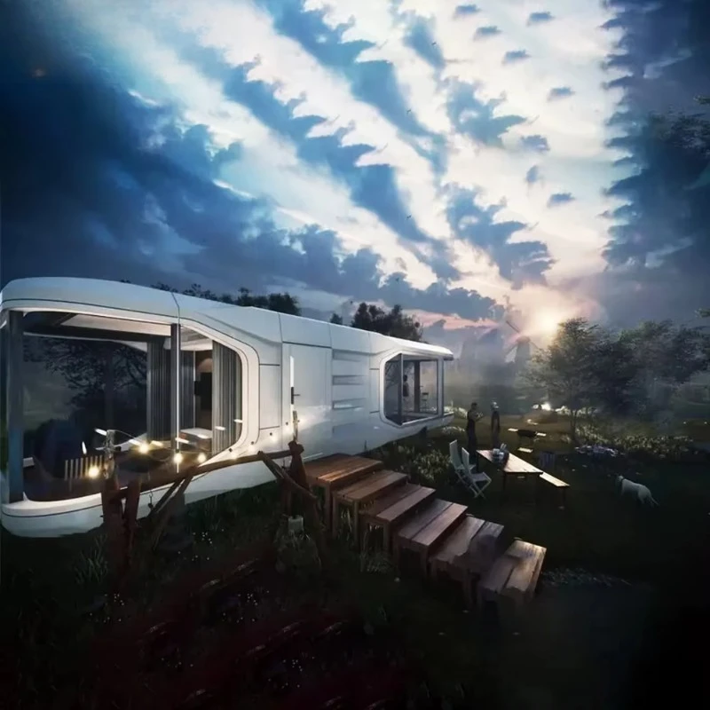 Casa móvel moderna da China pré-fabricada para férias ao ar livre Villa Space House feita de material de recipiente de aço