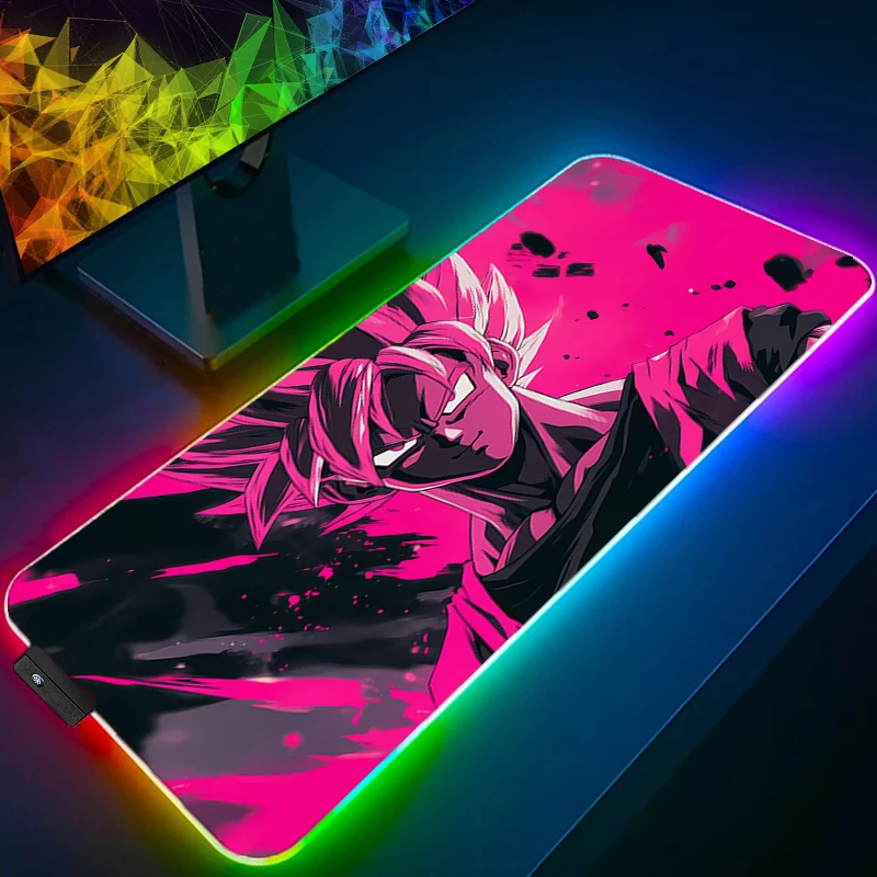 Alfombrilla de ratón RGB dragon Ball, alfombrilla de escritorio grande para Gamer xxl, teclado de ordenador, accesorios LED para juegos, alfombra con retroiluminación, alfombrilla de ratón XXL de Anime