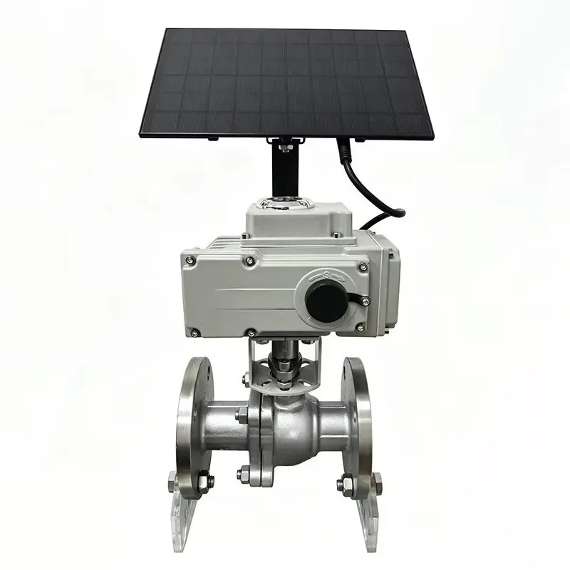 Solar Motorized Ball Valve Flanged 2-Way CF8 Electric Actuated Valve for Farm Field Irrigation