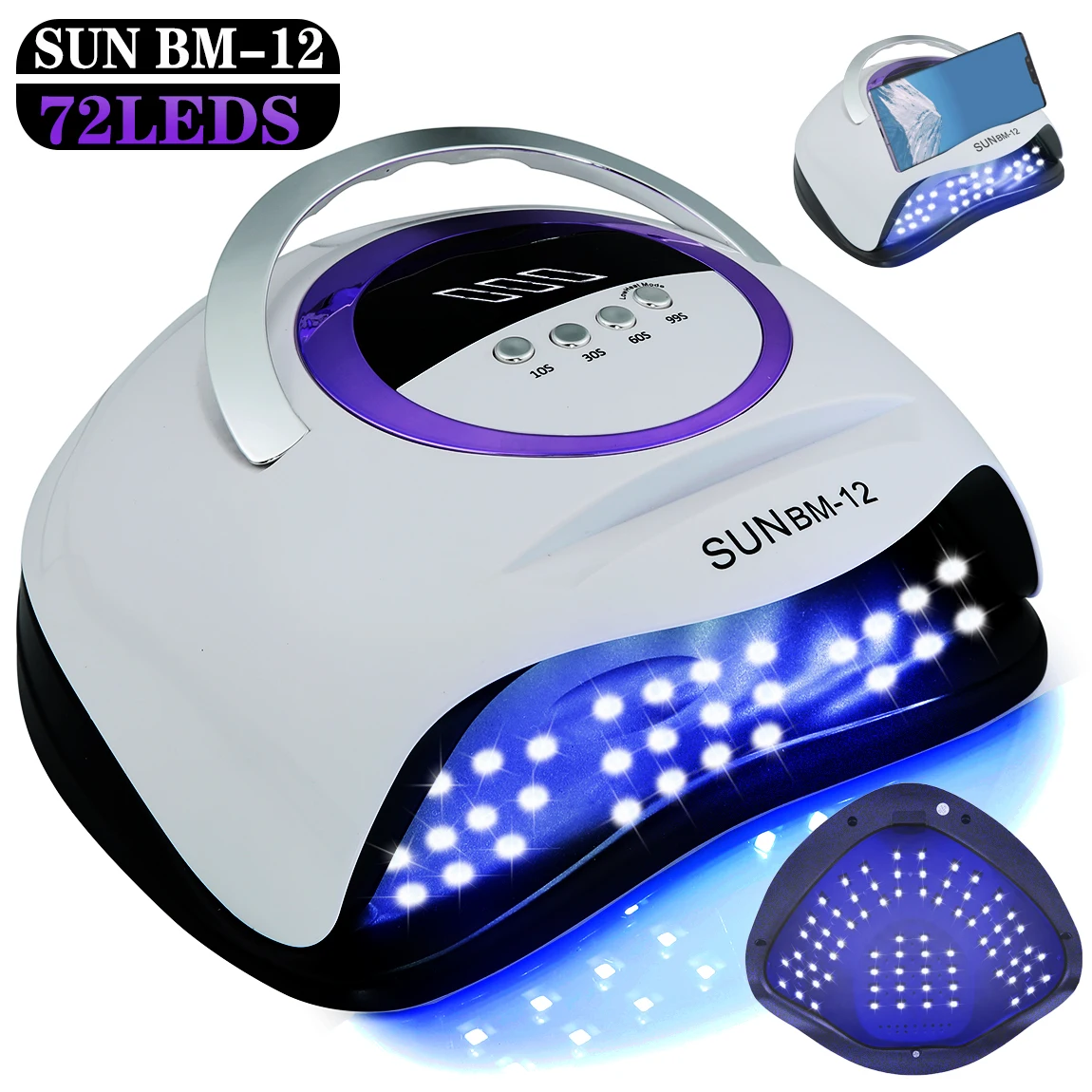 SUN BM-12 네일 램프 전문 네일 광택제 경화 LED UV 라이트, 자동 센서, LCD HD 디스플레이, 네일 아트 도구, 4 타이머