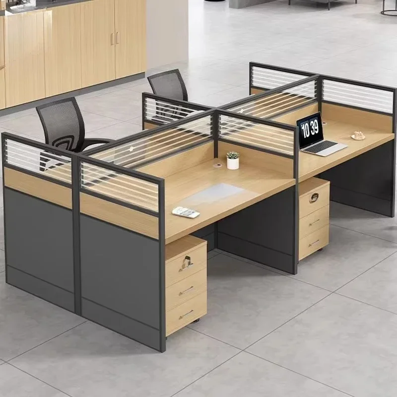 Space Efficient Office Table with Modular Office Desk and Office Partitions Small Schools Hospitals Compact Workstation Desk
