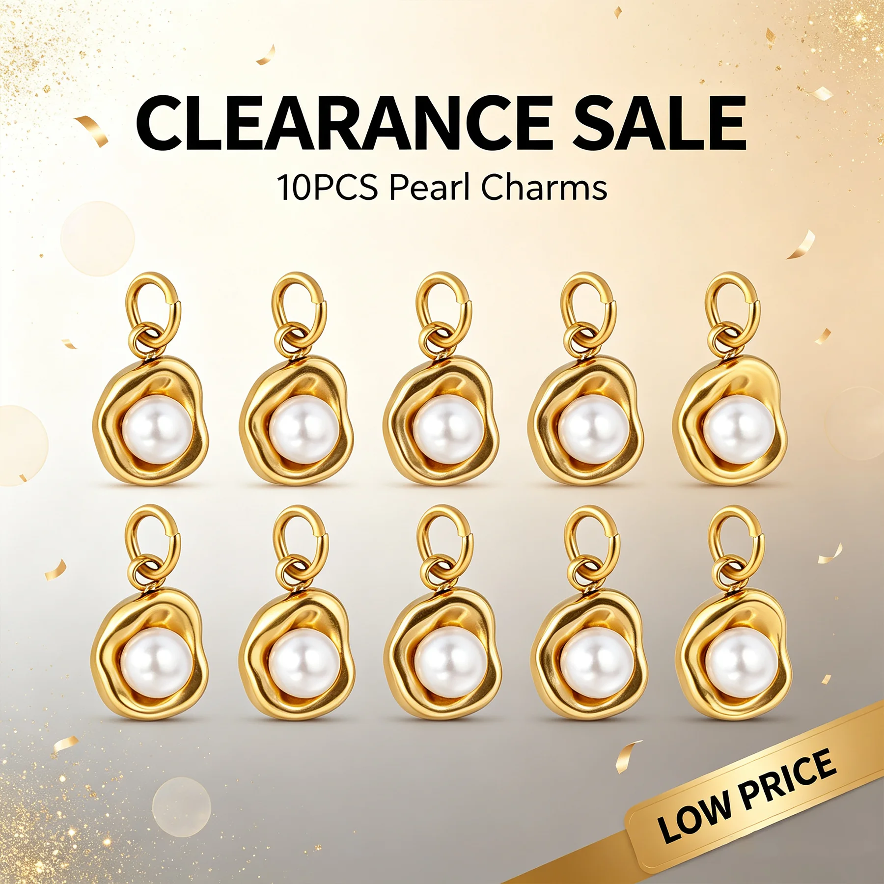 Factory Clearance 10pcs Irregular Gold Pearl Charms Spring Ring Pendants DIY Bracelet Necklace Jewelry Making Findings