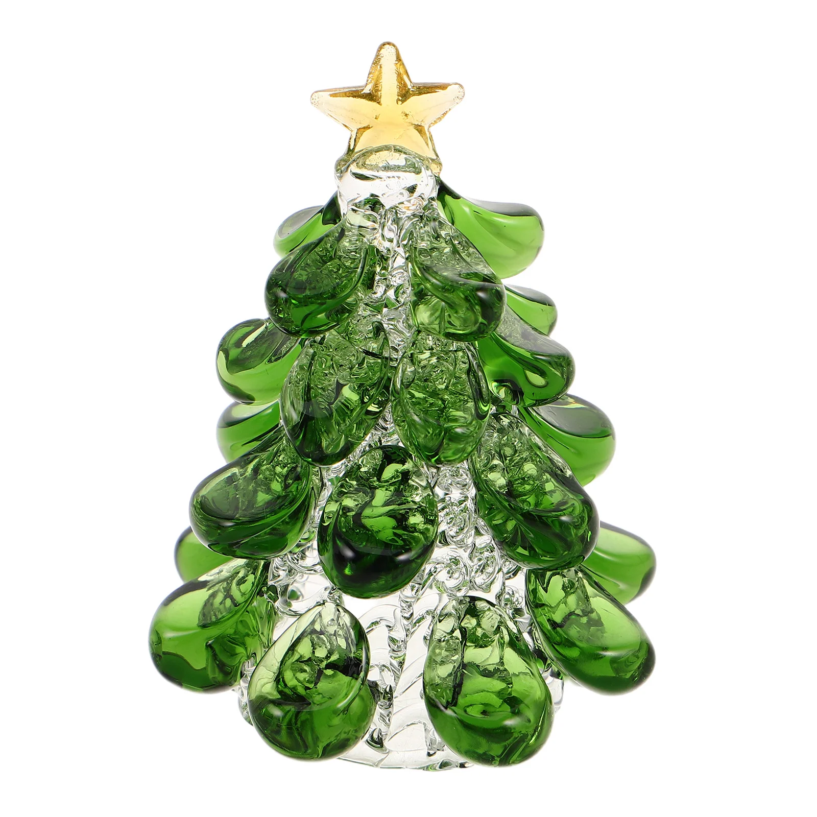 

Mini Green Crystal Christmas Tree with Star Topper Elegant Glass Tabletop Decoration Holiday Mantel Display Winter Home Festive