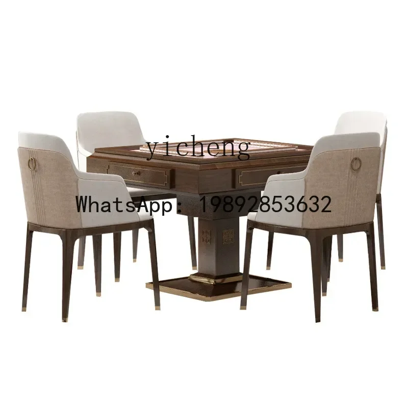 LYY New Chinese Style Solid Wood Mahjong Machine Dining Table Dual-Use Plastic Products (Flower Pots) Household High-End