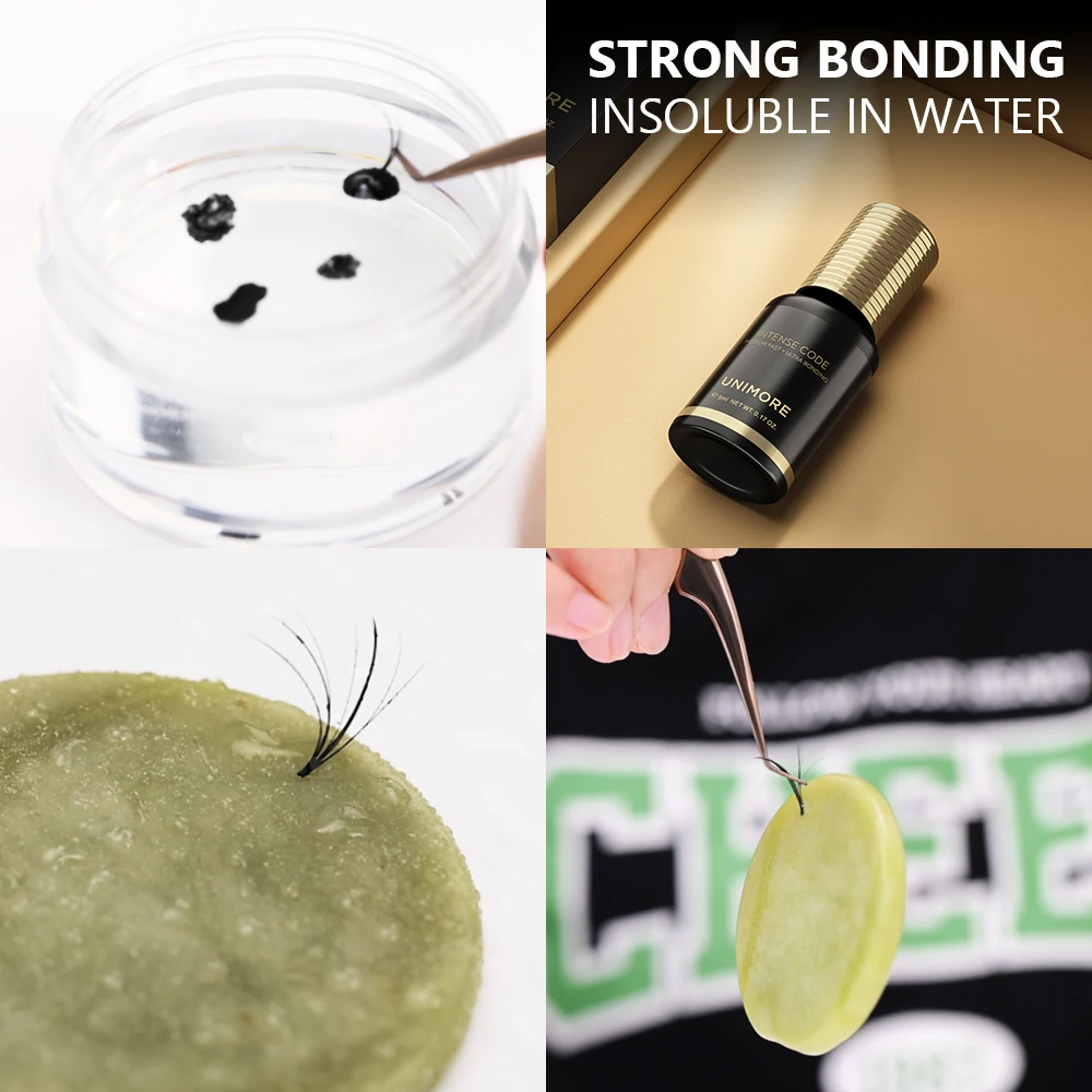 Unimore Colla professionale per extension ciglia - 0,5 s Asciugatura rapida, super lunga durata, impermeabile e bassa irritazione per artisti delle ciglia