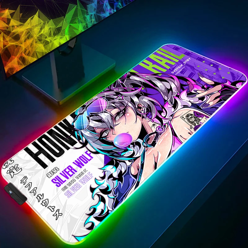 LED Muismat Anime Gamer Gaming Accessoires Varmilo Leuke Toetsenbord Pad RGB PC Computer Sexy Meisje Bureau Mat Tapijt Kawaii Muismat