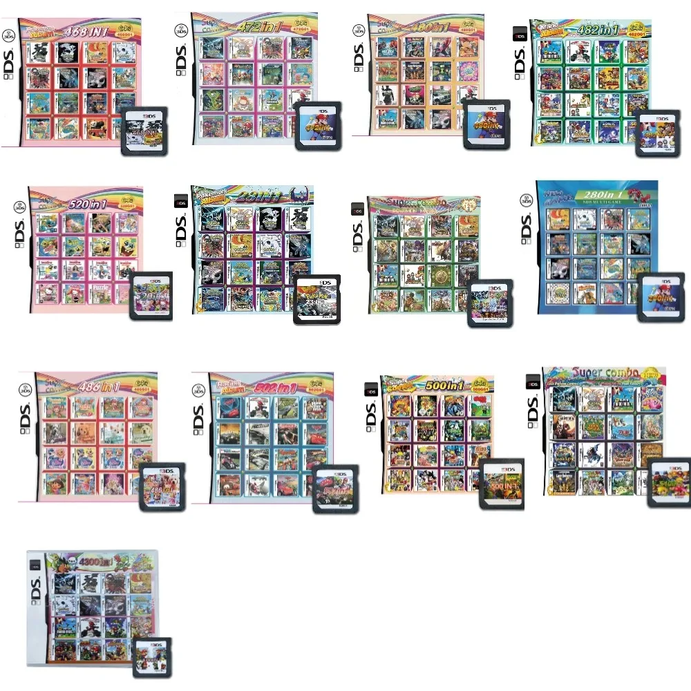 고품질 비디오 게임 카드 멀티 게임 4300개 게임 모음 DS NDS 3DS 3DS NDSL 게임 카트리지 카드 휴대용 플레이어 (R4 카드)