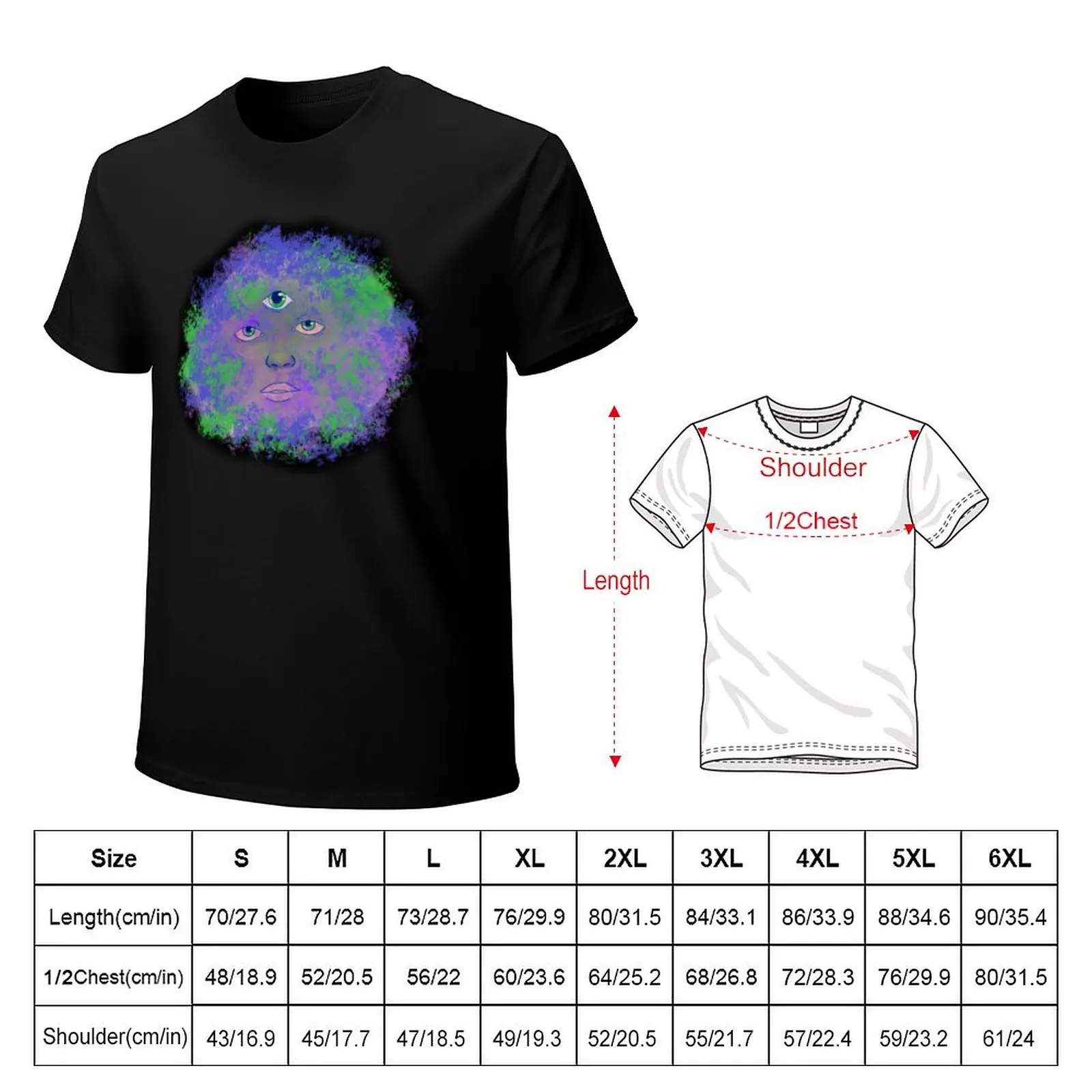 Nebula Third Eye T-Shirt Basic Plain Short Sleeve Crew Neck Tee