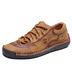High Quality Men's Casual Shoes Handmade Leather Loafers Male Comfortable Soft Sole Walking Shoes Non-slip Men Sneakers Big Size