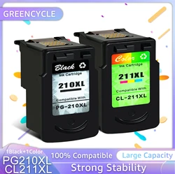 Greencycle Remanufactured PG-210 CL-211XL Black/Color Ink Cartridge Compatible for Canon PIXMA IP2700 MX420 MP280 Inkjet Printer