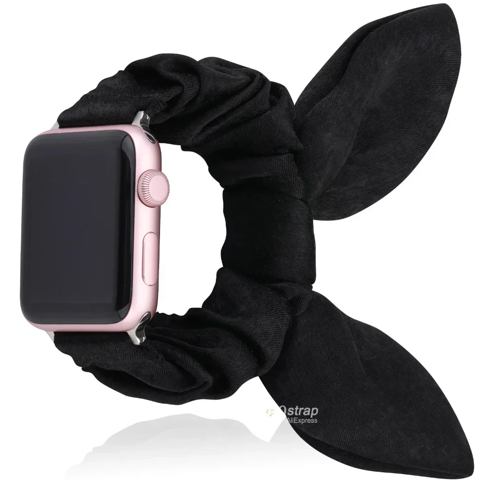 Women Scrunchie Elastic Strap for Apple Watch Band 41mm 40mm 44mm 45mm 38/42mm Belt for IWatch 5 6 7 8 SE 4 Butterfly Bracelet