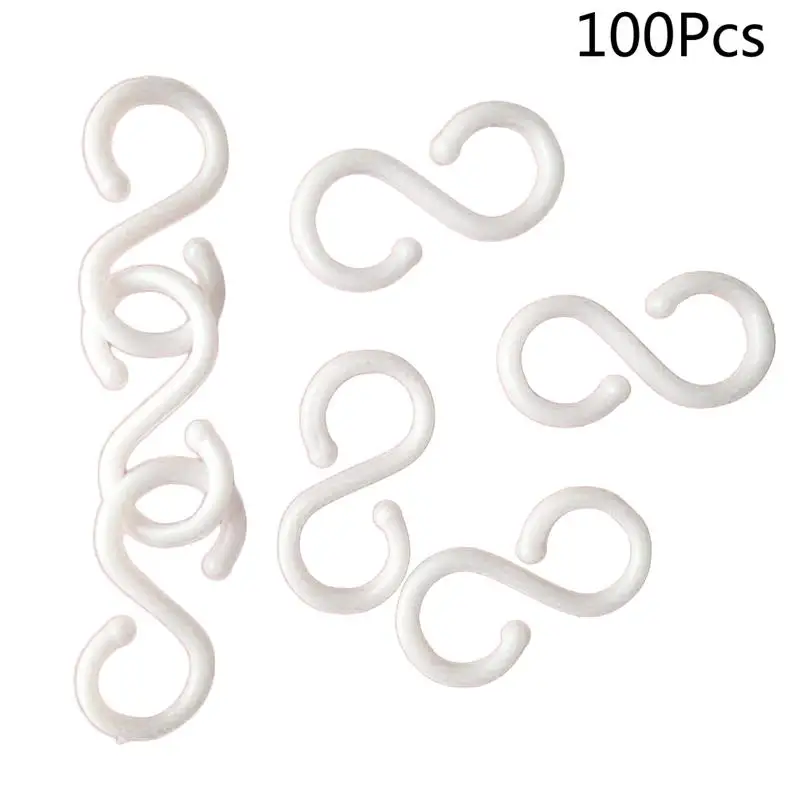 

100pcs S Hooks Hanging Mini Plastic White S Shaped Utensils Clothes Towel Spoon Hangers Racks Hooks for Kitchen Bathroom