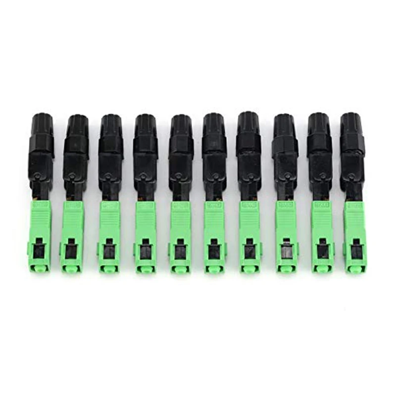 10Pcs Sc/Apc Fiber Optic Connector Embedded Single Mode Component Fiber Optic Quick Connector-Black + Green