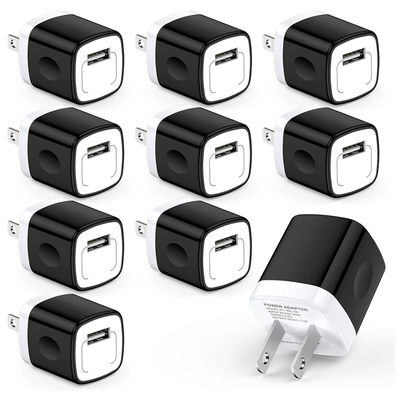 DT23 10 Pack USB Wall Block Single Port 5V/1A US Plug Power Adapter for Home Travel