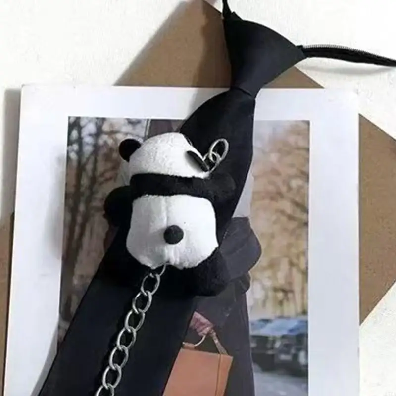 L5YA Verfijnde stropdas Universals Elegante stropdas Modieuze stropdas met pandapatroon