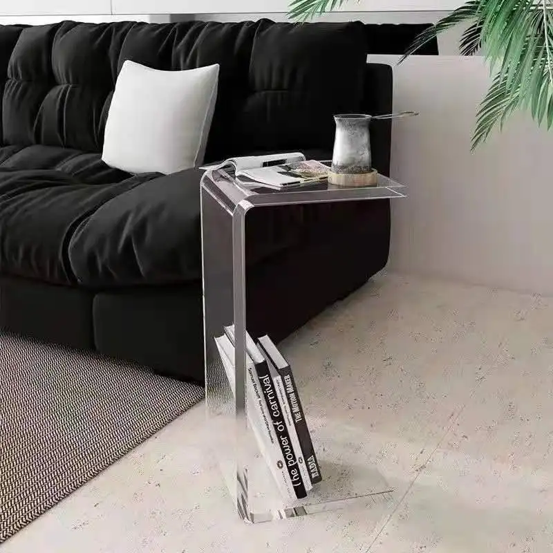 Nordic Transparent Acrylic Sofa Tables C type Side Coffee Table Living Room Bay Window Computer Table Bedroom Corner Stand