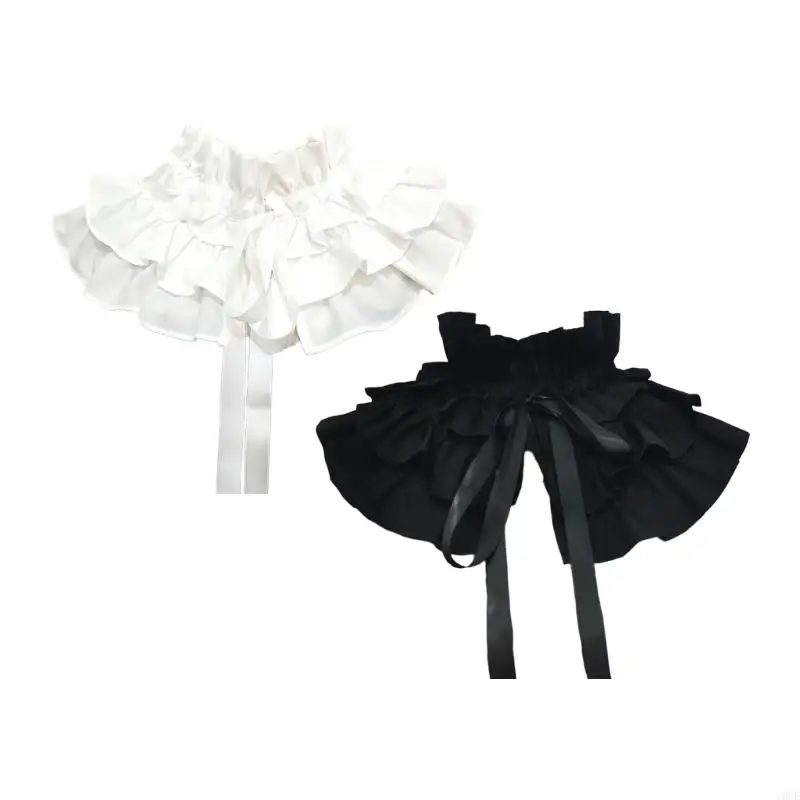 Classical Black Layered Lace Detachable Collar Soft Cotton Neck Accessory For Office Or Date 