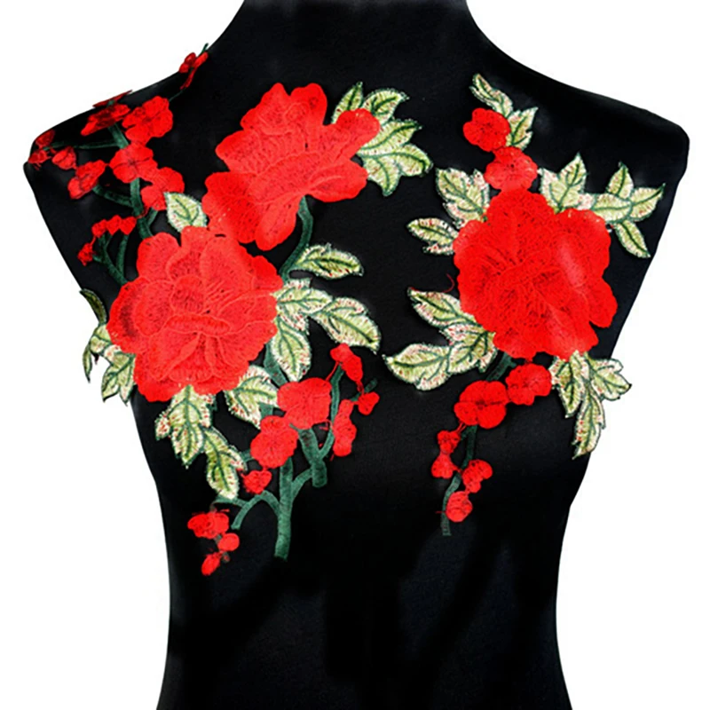 1 Pc Flower Embroidery Patches Fabric For Clothing Lace Sewing Dress Curtain Accessories DIY Repair Neckline Collar