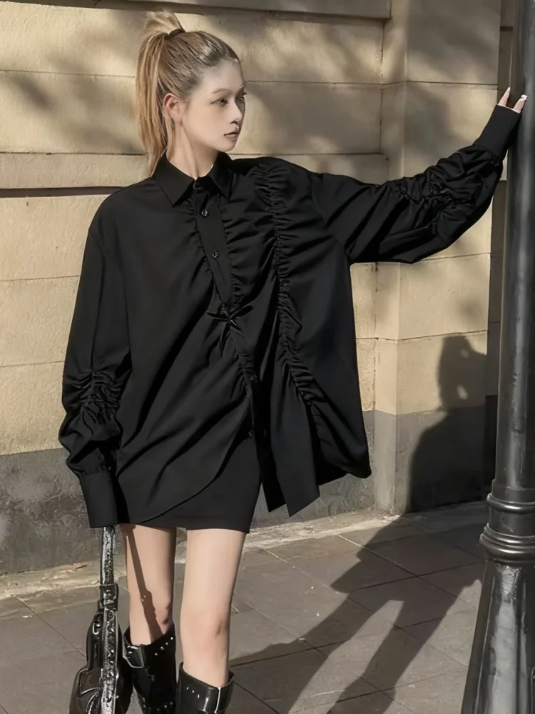 WHTREND المتخصصة تصميم شخصية مطوي المرقعة قميص أبيض مع نفخة الأكمام فضفاضة قمة الموضة 2025 الخريف WH1693 #6