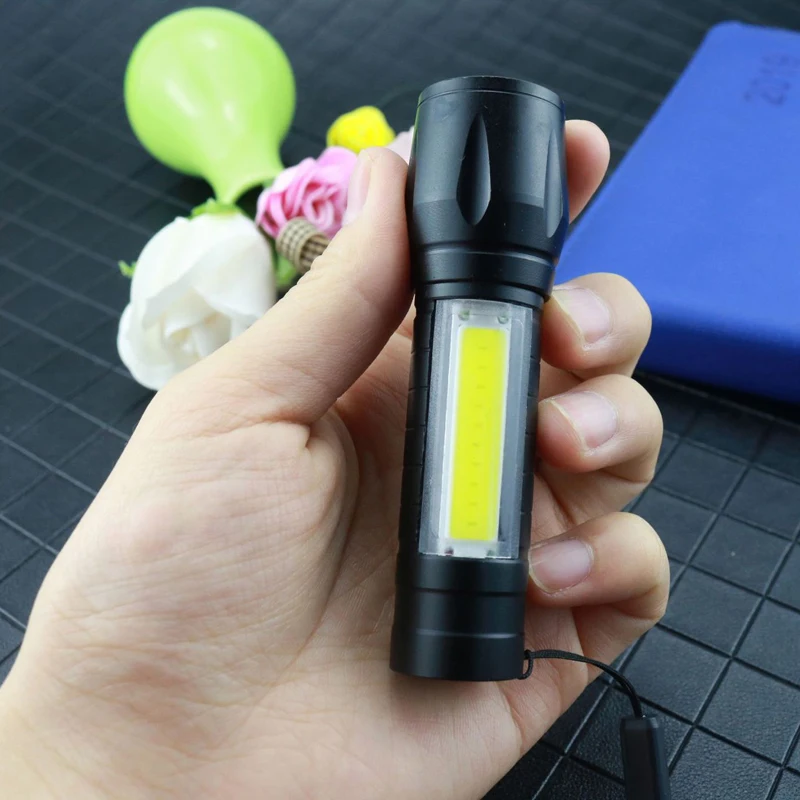 Portable Mini Adjustable Zoom LED COB 3 Mode Waterproof Torch Rechargeable Pocket Flashlight