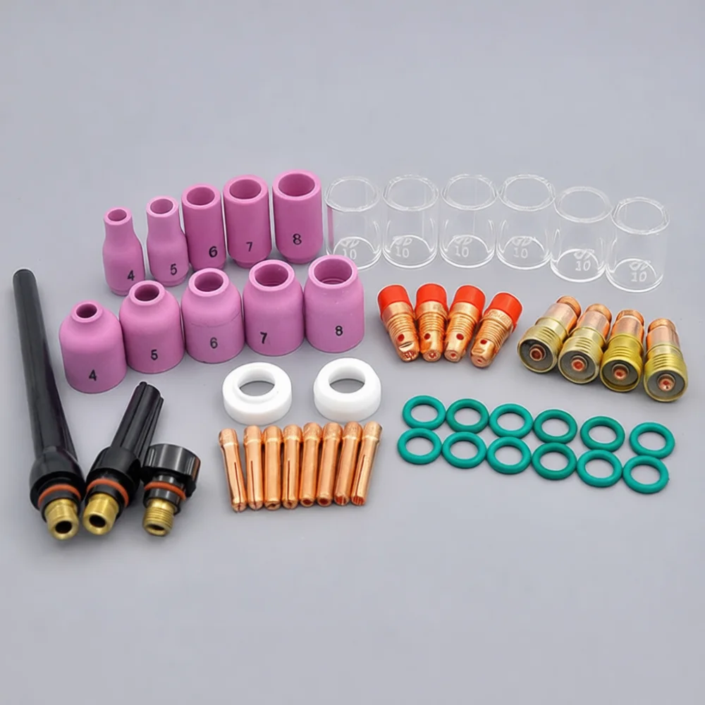 Welding Torch Consumables Kit For WP17 WP18 WP26 TIG Equipment Repair Parts Ceramic Nozzle Gas Lens Glass Cup Collet Body