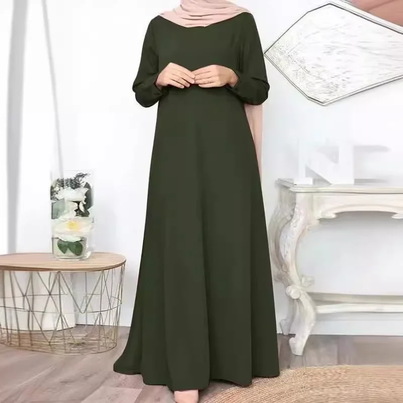 女性のためのルーズなアバヤ、長袖、カジュアルなイスラム教徒のドレス、シースされたイスラムの服、eid、ラマダン、エレガントでシンプル