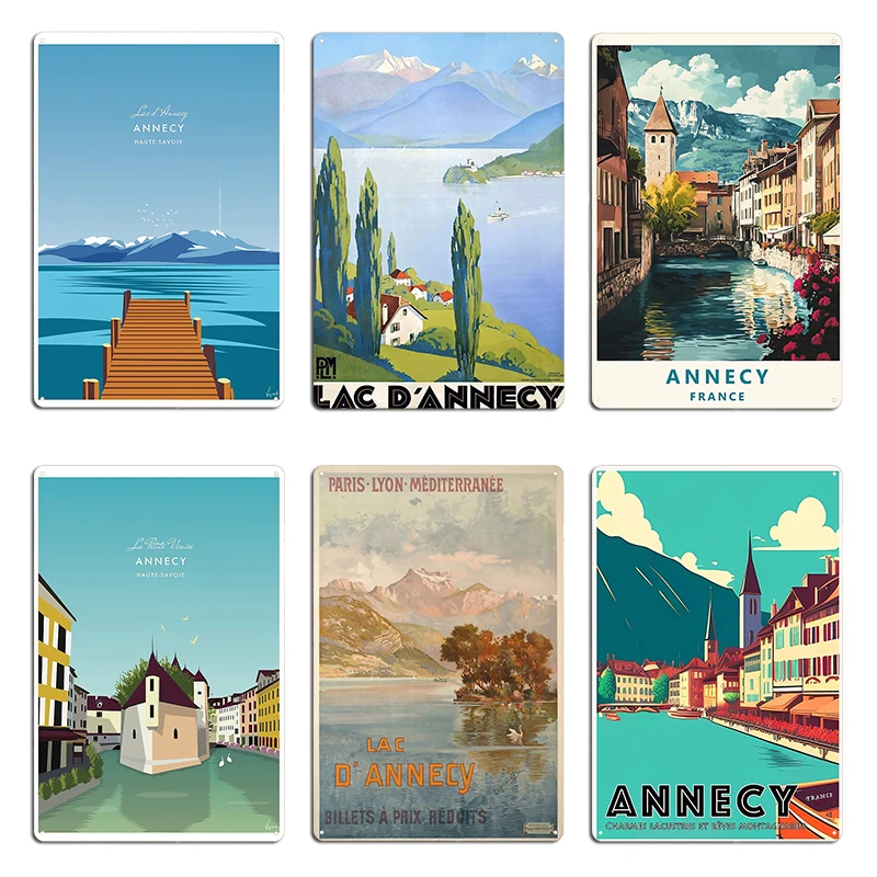 Annecy Poster Metal Signs Club Party Home Vintage France Annecy Travel Tin sign Posters