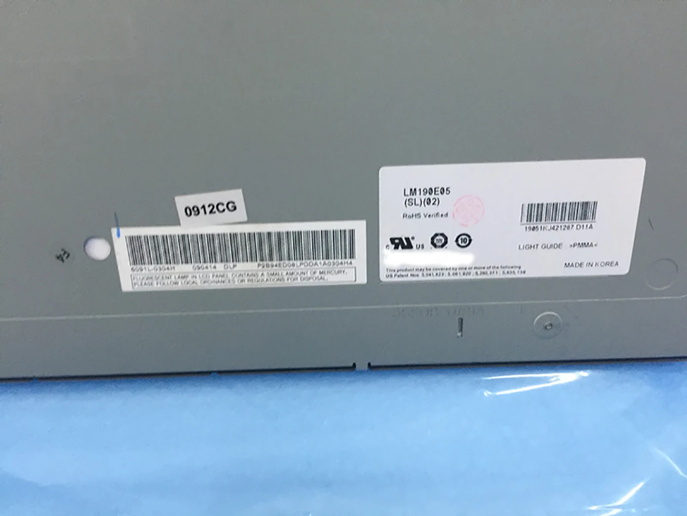 LM190E05-SL02 Tela LCD industrial original de 19 "polegadas com um ano de garantia