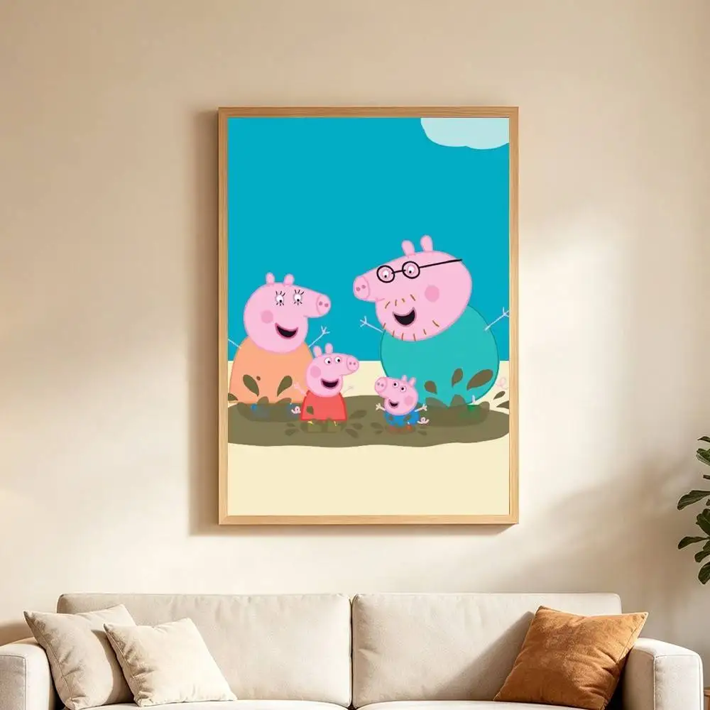 Peppa Pig C-Cartoon P-Pink Poster High Quality Dorm Living Room Aesthetic Wall Decoration Painting Stickers Gift view 6