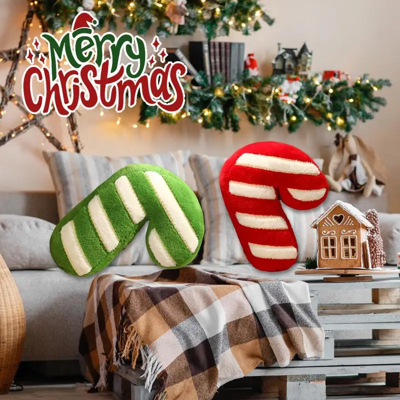 Candy Cane Pillow Cute Christmas Throw Pillow Candy Cane Plush Soft Fluffy Cushion 19.69in Christmas Plush Pillow for Home Decor