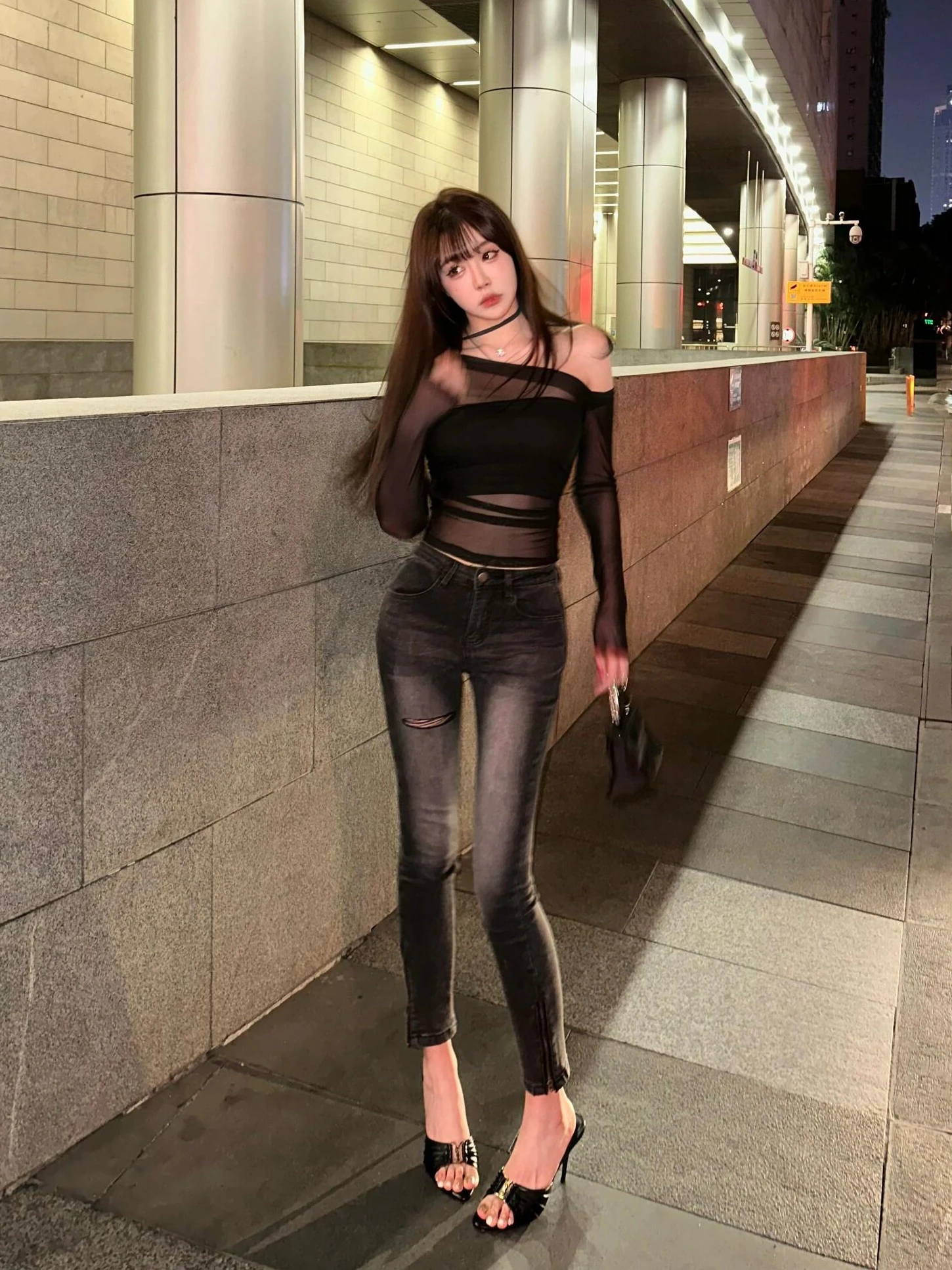 

Женские джинсы Slim Fit с высокой талией, повседневные, с молнией, длинными рукавами, на одно плечо, с разрезом, юбка-карандаш из денима
