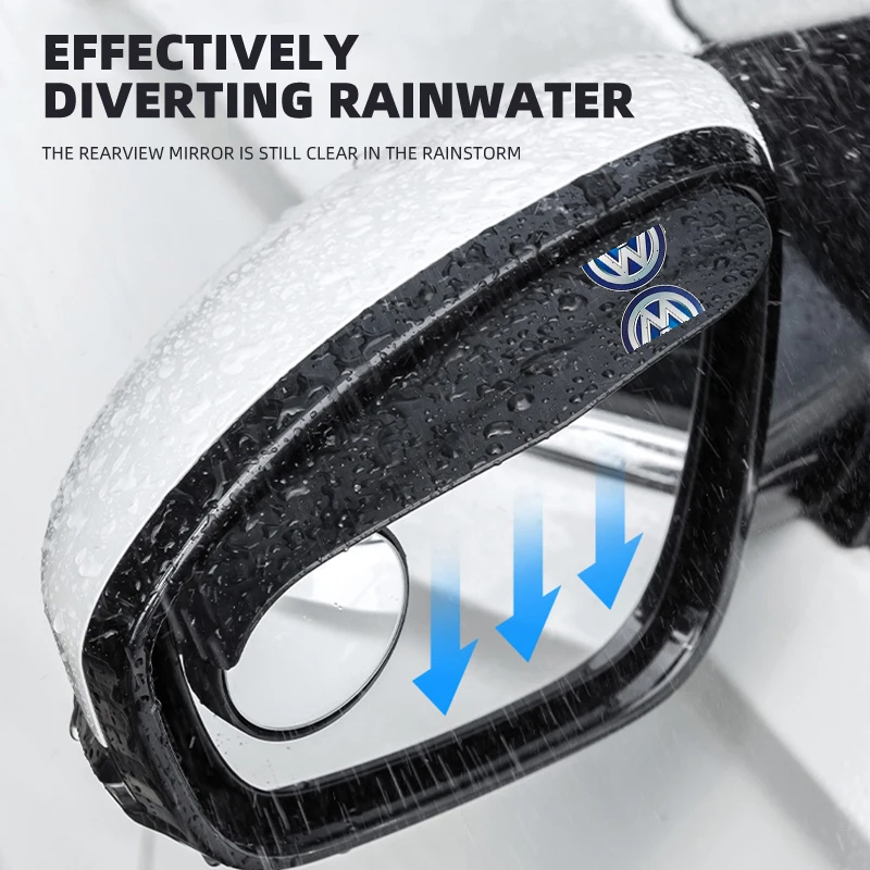 

Car Rearview Mirror Rain Eyebrow Small Round Mirror Reverse Mirror Rain Shield For Volkswagen Golf Polo Passat Tiguan Rline GTI