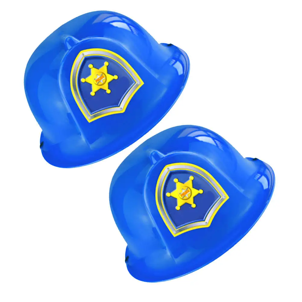 2Pcs Kids Safety Simulation Police Hats Role-Play Cosplay Props Construction Hard Hat Educational Gift for Children