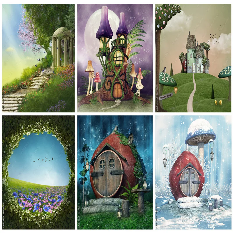 Children Birthday Custom Dream Background Forest Castle Fairy Tale Baby Photography Backdrops Prop Photo Background TH-05