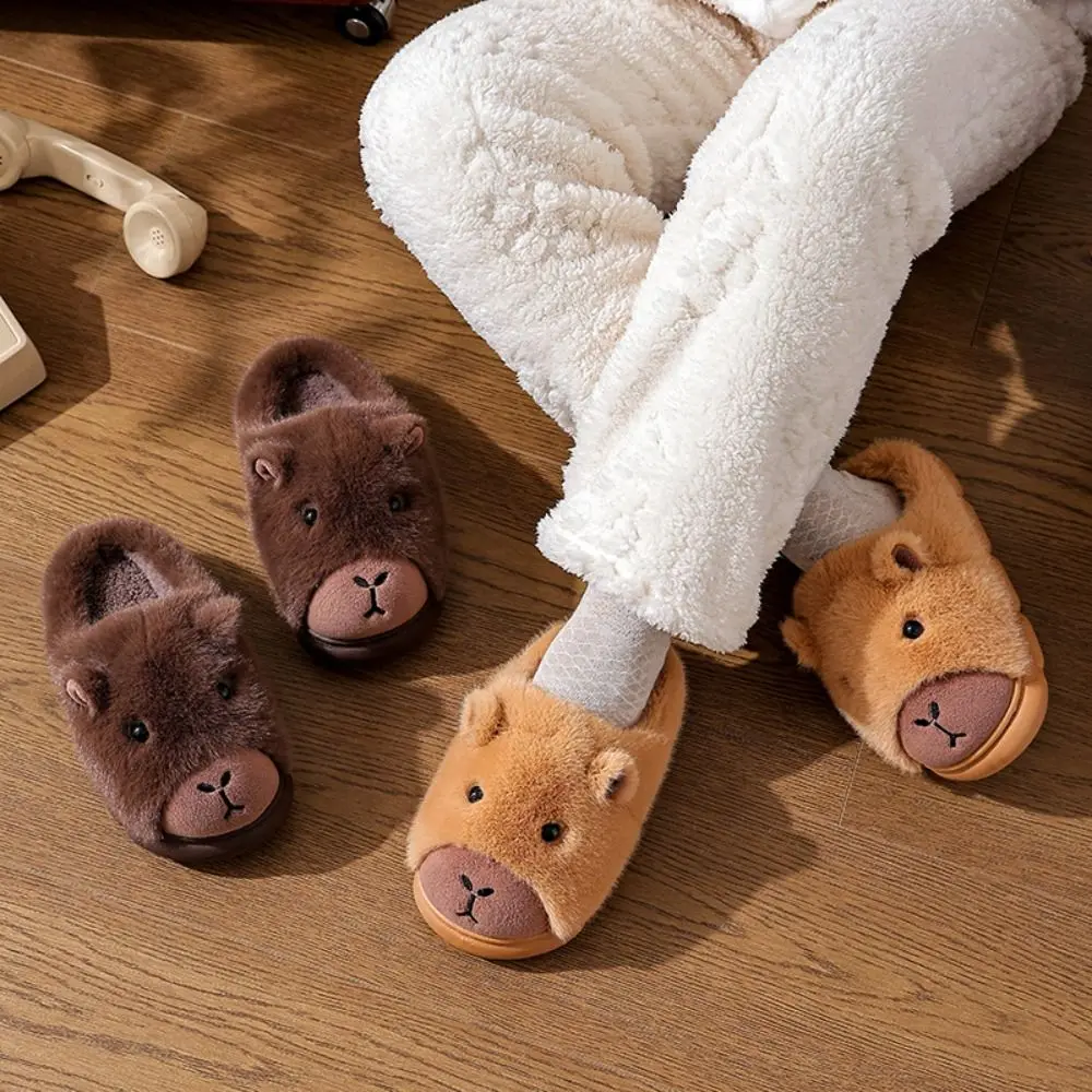 Houseshoes Winter Capybara Plüsch Hausschuhe Verdicken Warme Weiche Cartoon Pelzigen Hausschuhe Anti-slip Dicken Sohlen Hause Baumwolle Schuhe geschenke