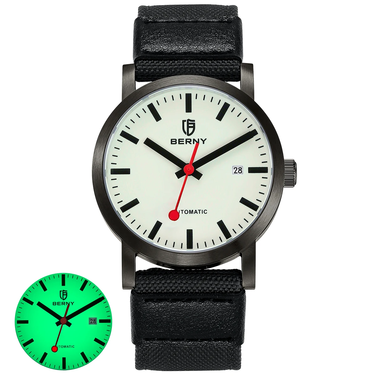 BERNY Horloge voor Mannen Automatische Self-Wind Luxe Horloge Sappire MIYOTA 8215 Top Lichtgevende 5ATM Mechanische Track Horloge