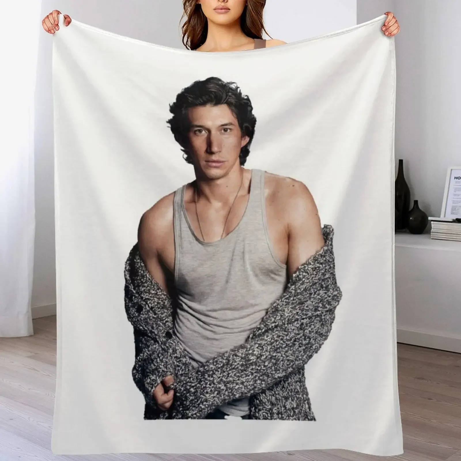 Adam Driver Throw Blanket warm for winter Shaggy Flannel Fabric Thermals For Travel Blankets