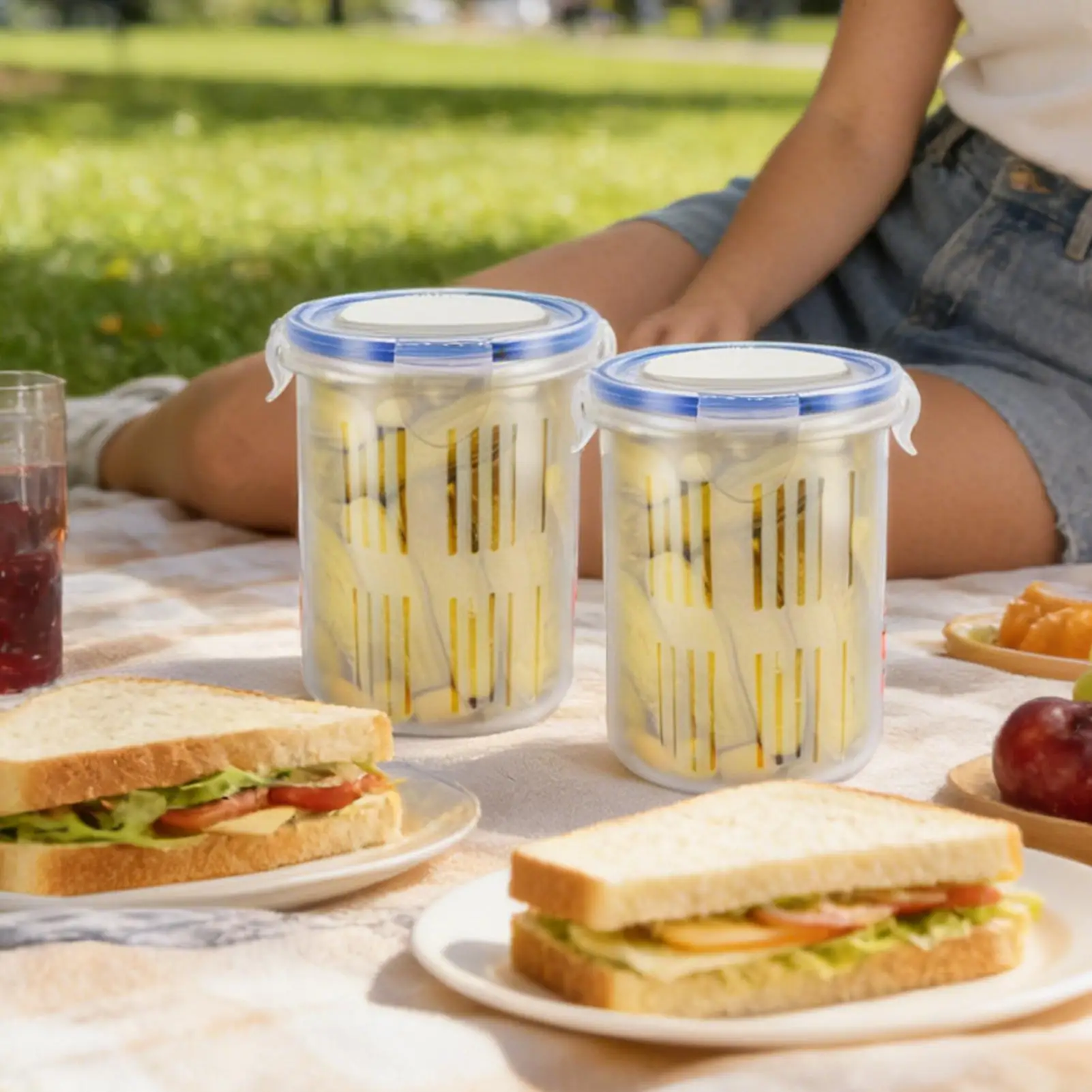 Pickle Jar With Filter Food Storage Container Pickle Rack Pickle Bucket Olive Pepper Bucket Flap Jar with Leak-Proof and Lid