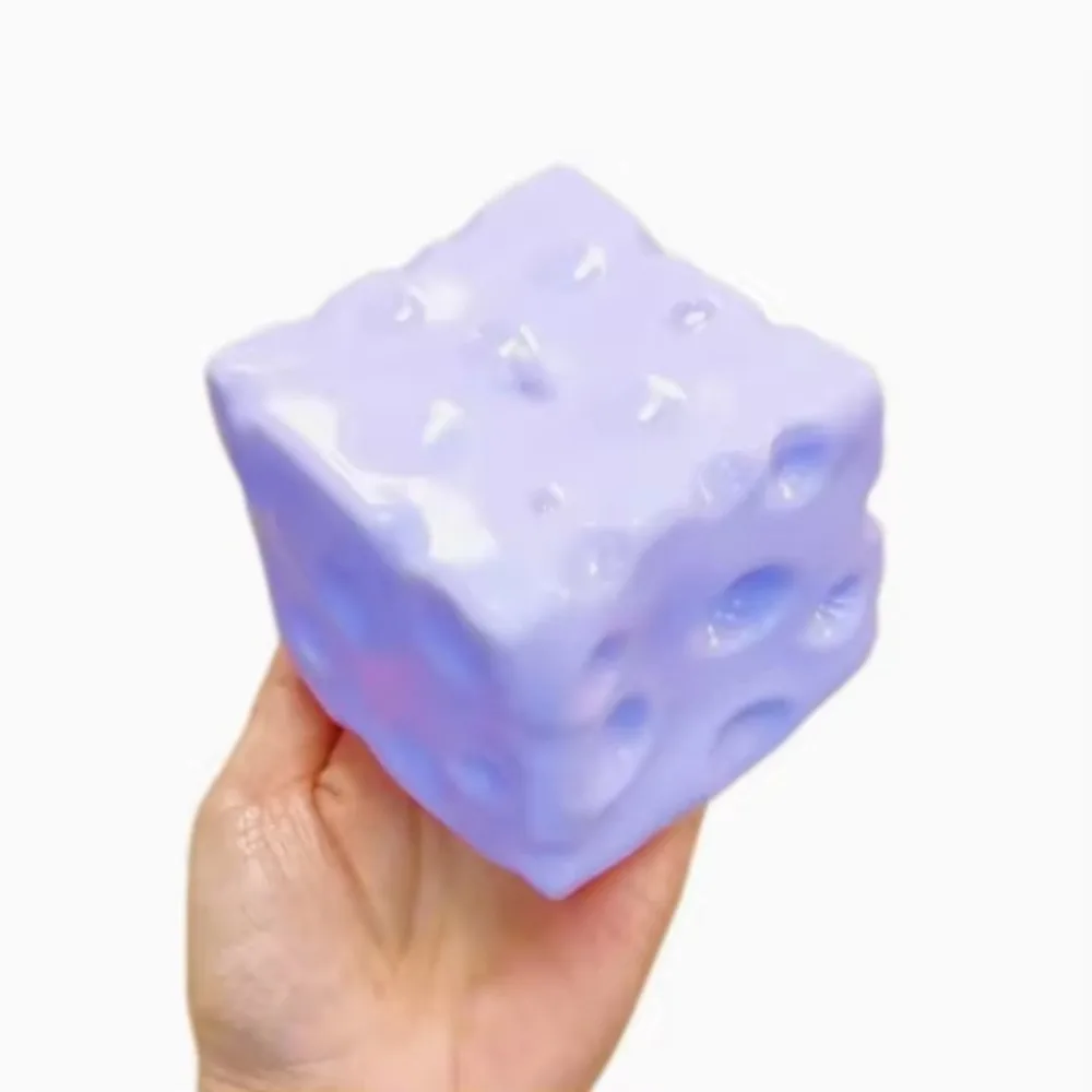 Creative Hand Relax Cheese Cube Squishy Non-bounce Fidget Crunch Squishy Moldable Pinch Blocked Filled Ball Student Prize