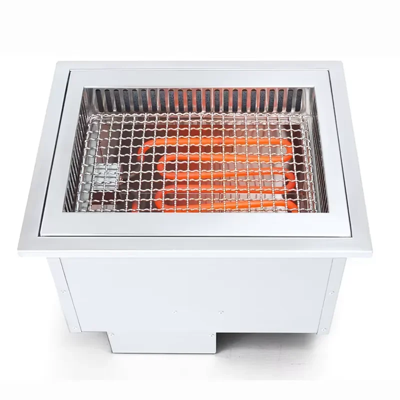 2000W Electric Japanese BBQ Grill Rectangular Mini Buffet Smokeless Downward Exhaust Embedded Commercial Barbecue Grill New