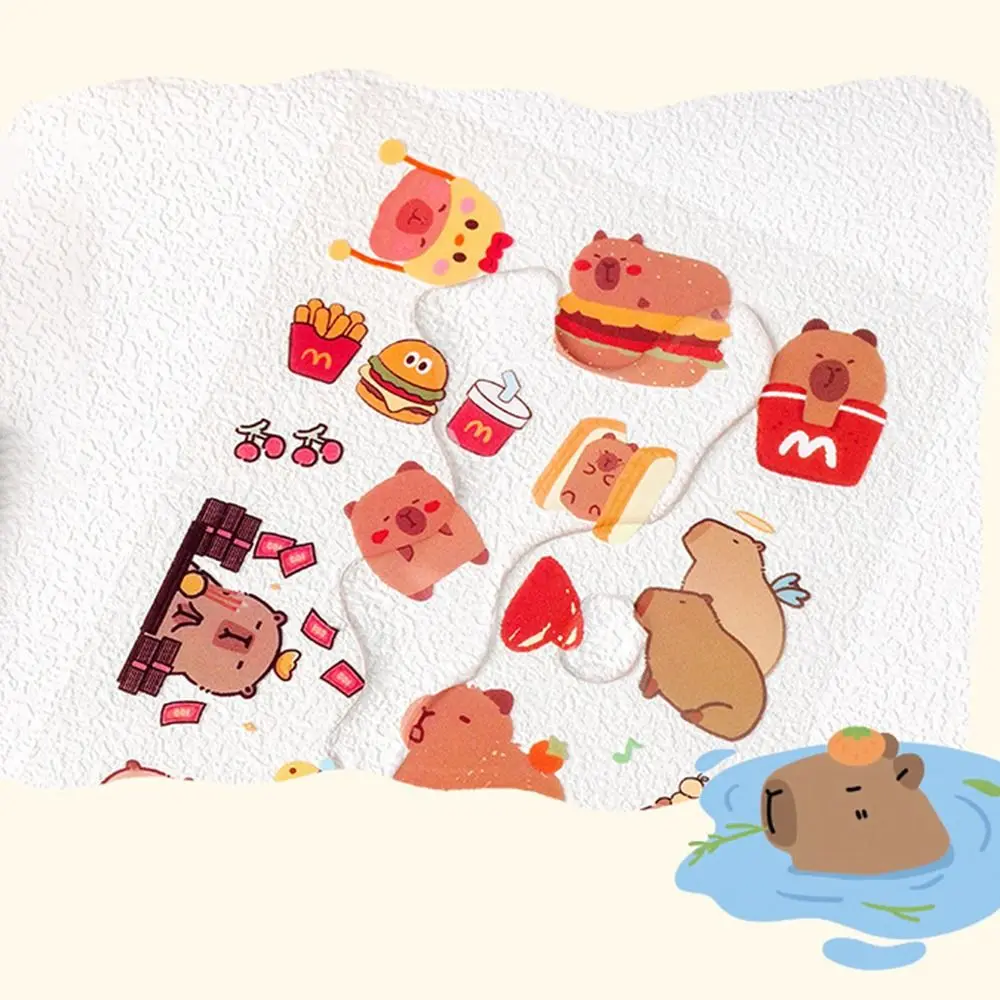 6 Pcs/Bag Cute Capybara Hand Ledger Stickers Creative Cartoon Animal Scrapbooking DIY Material Aesthetic Waterproof