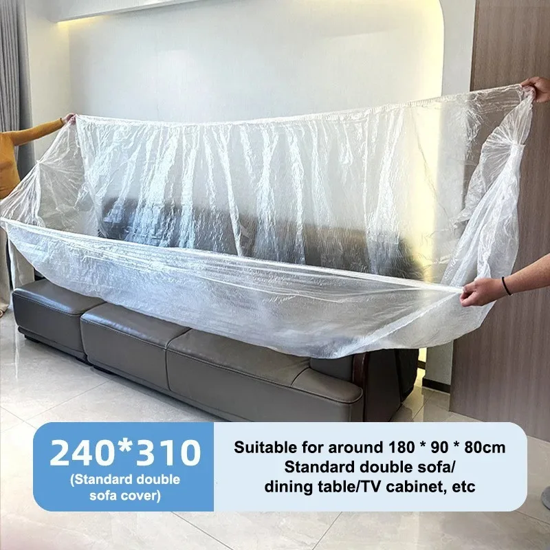 Transparent Disposable Dust Covers Elastic Drawstring Furniture Dust Cover Large Size Waterproof Dustproof Film
